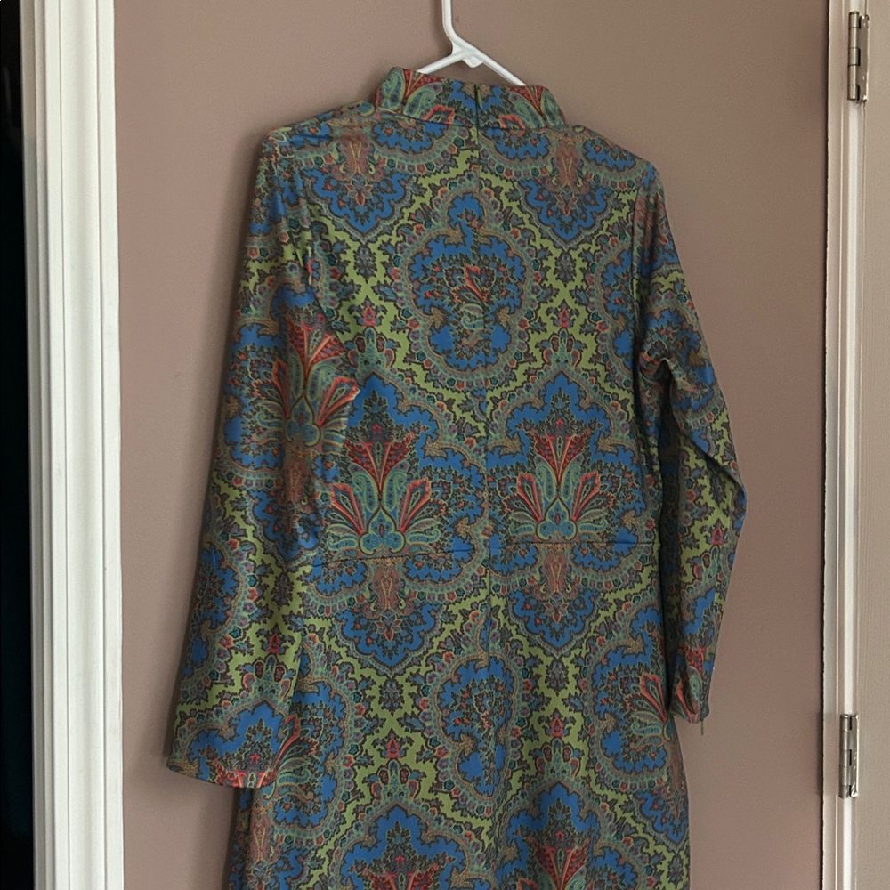 Gretchen Scott Scorching Hot Dress Passion Paisley Mock Neckline Pockets Size L - Picture 8 of 15